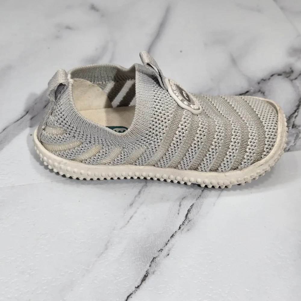 BMCITYBM Toddler Walking Shoes Size 4 Gray Knit Slip On Sneakers First Walker